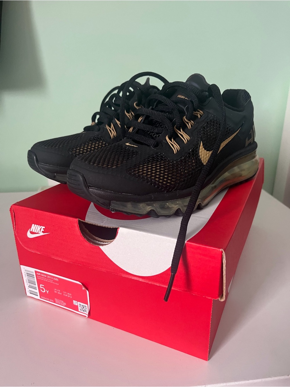 New! Nike Black and Gold Air Max Sneakers